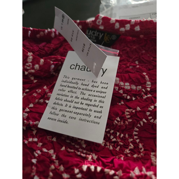 Women's Chaudry Pink White Bandhani Silk Ombre Maxi Skirt. Small - Picture 5 of 6